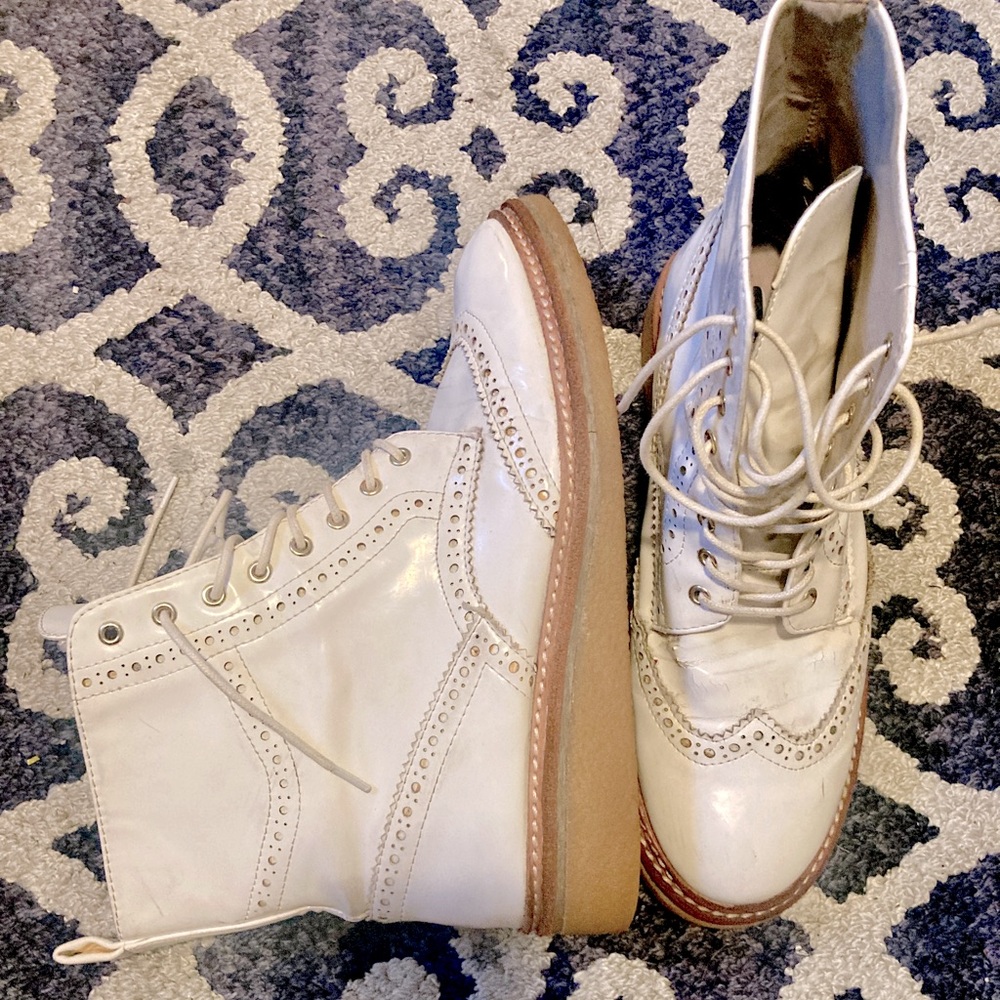 Zara White Dress Boots 8